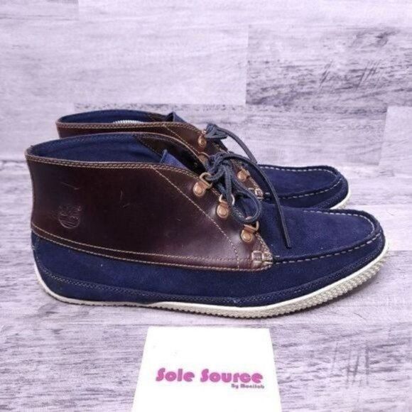 Timberland Camp 73 Moc Toe Lace Up Leather Suede Boot Navy Brown Men's sz 11.5 - Picture 1 of 8